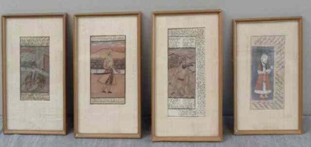 Appraisal: Four Antique Persian Manuscript GouacheMiniatures Of fine quality Framed under