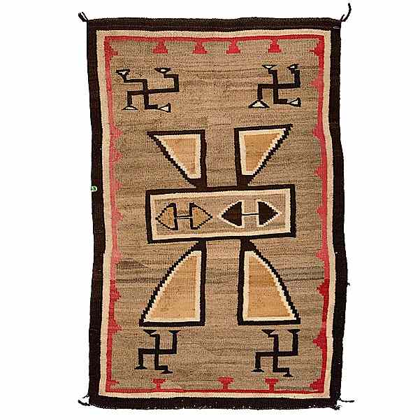 Appraisal: Navajo Western Reservation Weaving hand-spun wool woven with red brown