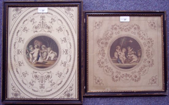 Appraisal: after Bartolozzi Cherubs two coloured engravings