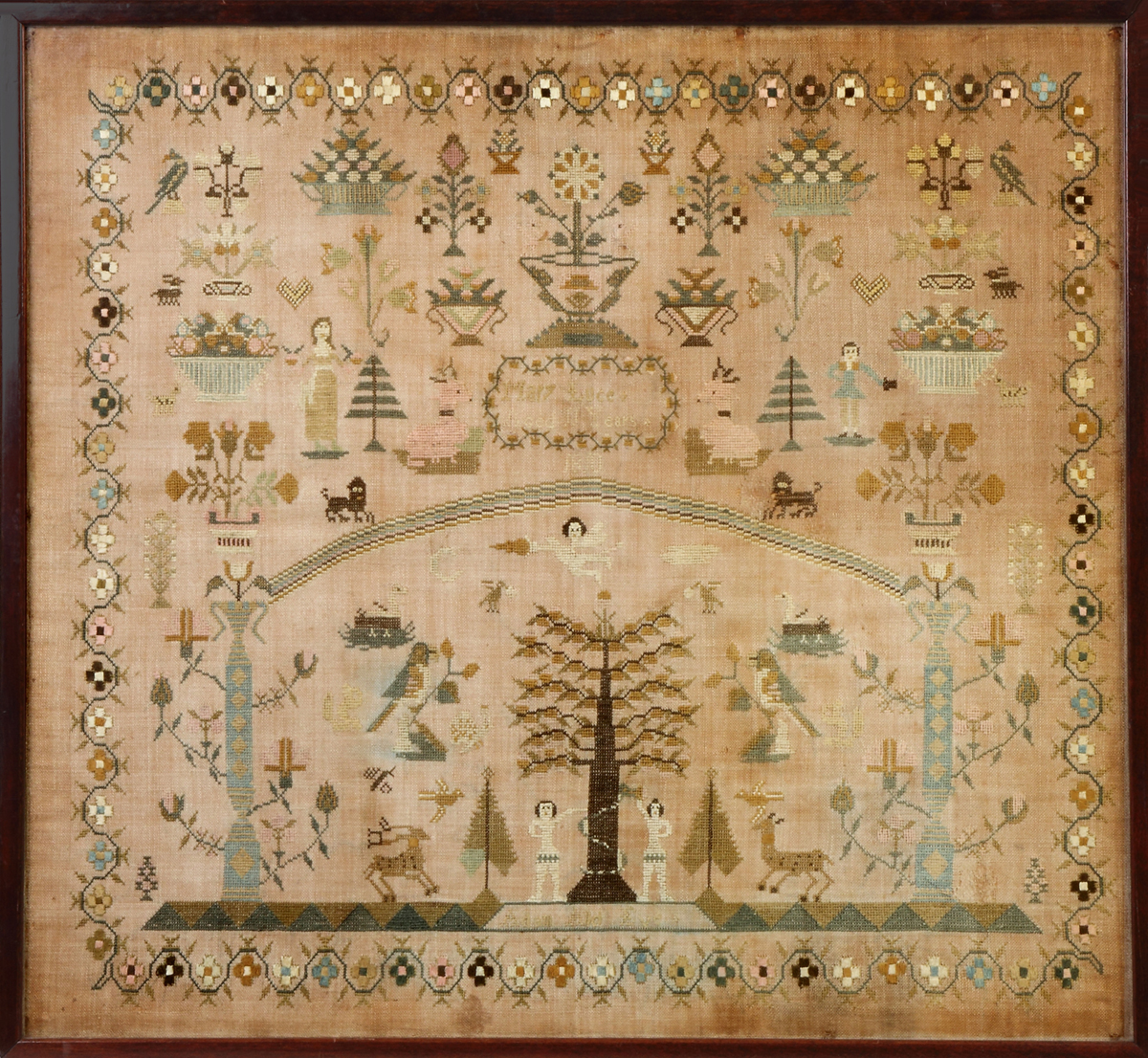 Appraisal: American Sampler with Adam Eve C Mary Luce Age years