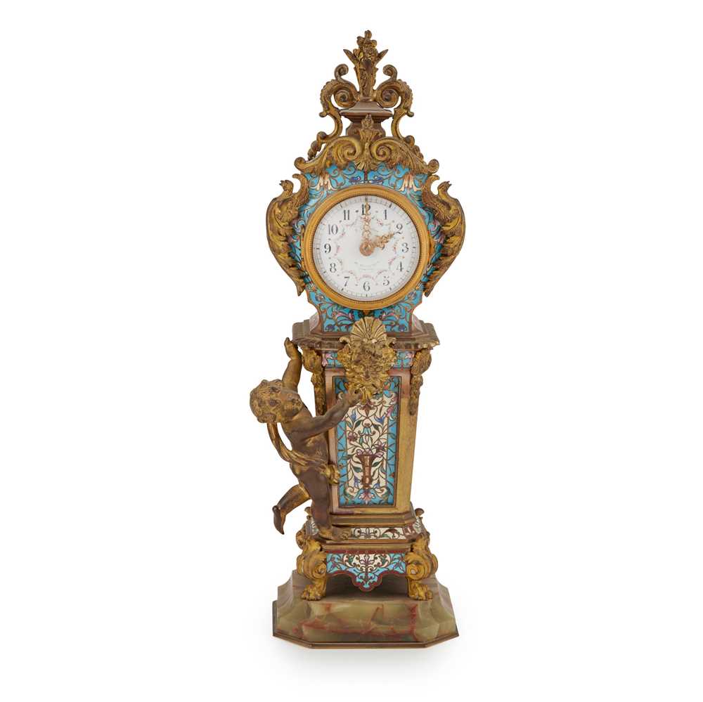 Appraisal: FRENCH CHAMPLEV ENAMEL MANTEL CLOCK RETAILED BY D CRICHTON EDINBURGH