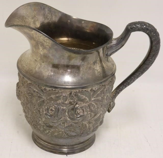 Appraisal: STIEFF STERLING SILVER REPOUSSE WATER PITCHER HIGH OZT