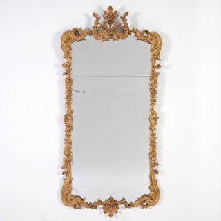 Appraisal: Large Louis XV giltwood pier mirror th th c carved