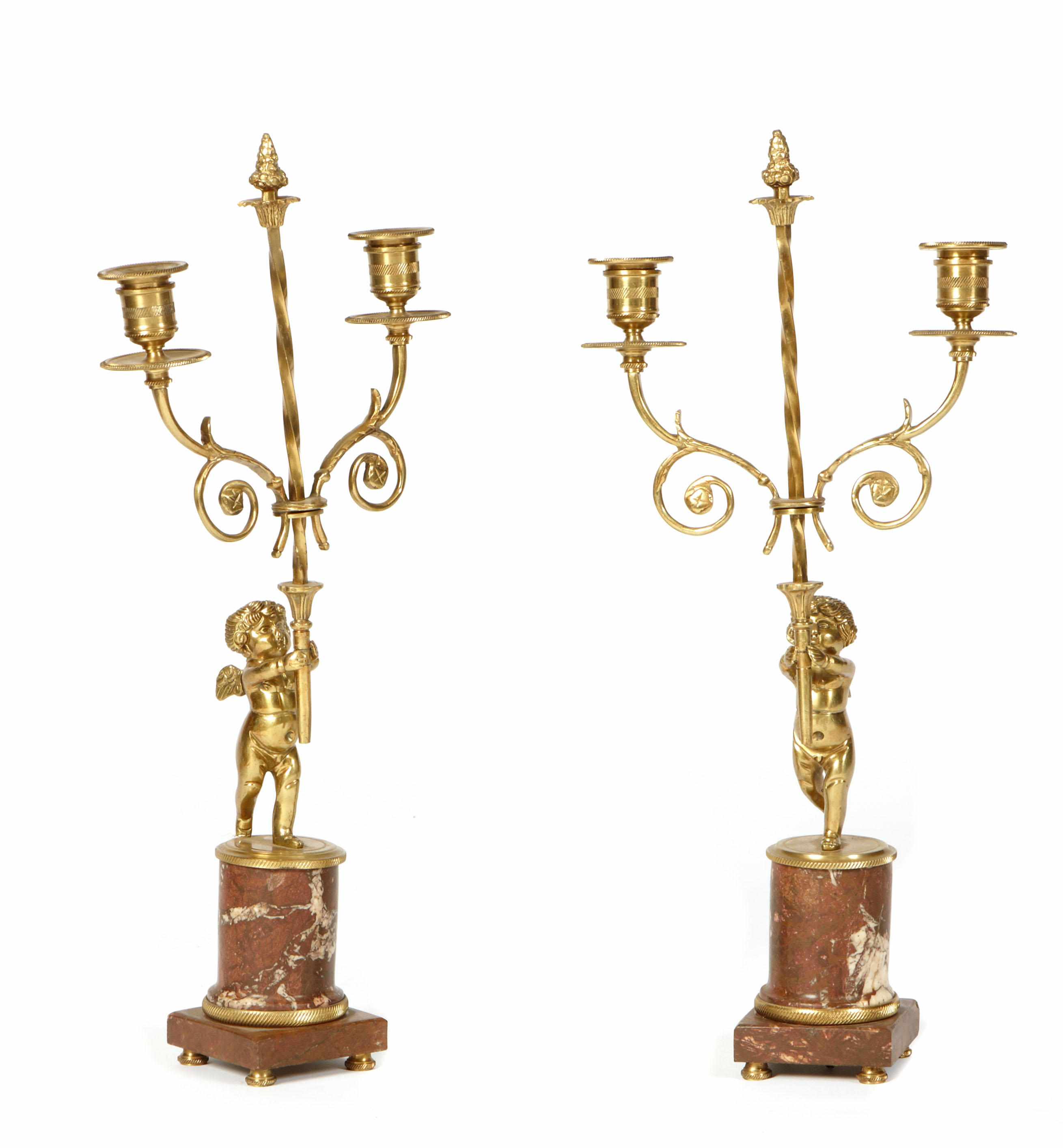 Appraisal: A pair of Louis XVI style gilt bronze and marble