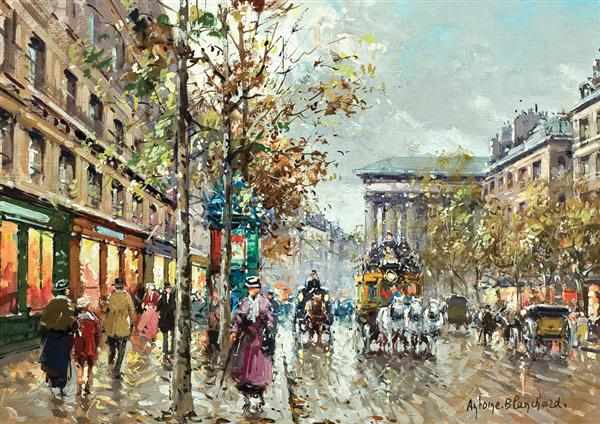 Appraisal: ANTOINE BLANCHARD French - ''Boulevard de la Madeleine'' oil on