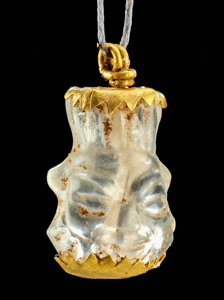 Appraisal: Egyptian Quartz Bes Head Gold Amulet Egypt Late Dynastic to