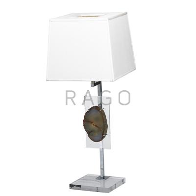 Appraisal: WILLY DARO Table lamp France s Acrylic chromed steel agate