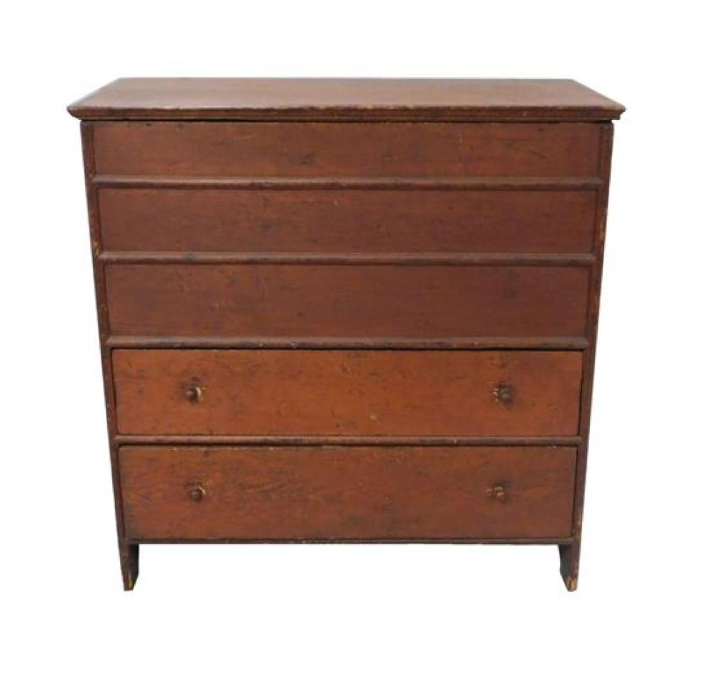 Appraisal: Blanket chest New England c remnants of early red stain