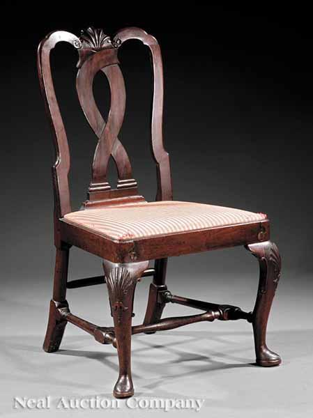 Appraisal: A Good American Queen Anne Carved Mahogany Side Chair late