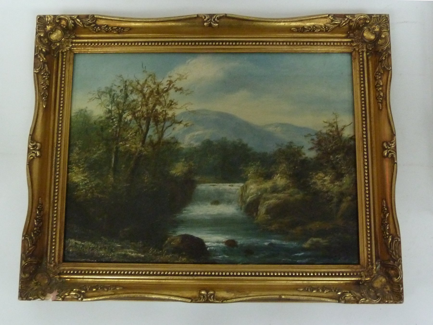 Appraisal: R Marshall River Landscape with Distant Hills signed oil on