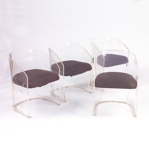 Appraisal: VLADIMIR KAGAN ATTR Set of four barrel-back lucite chairs with