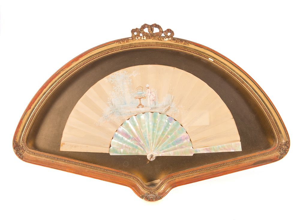 Appraisal: French Framed Mother of Pearl Fan French Framed Mother of