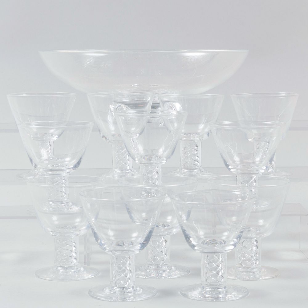 Appraisal: Twelve Steuben Cocktail Glasses with Air Twist Stems and a