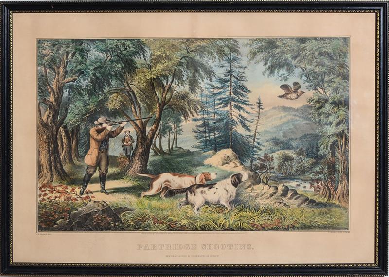 Appraisal: CURRIER AND IVES PARTRIDGE SHOOTING PETERS Lithograph with hand-coloring on