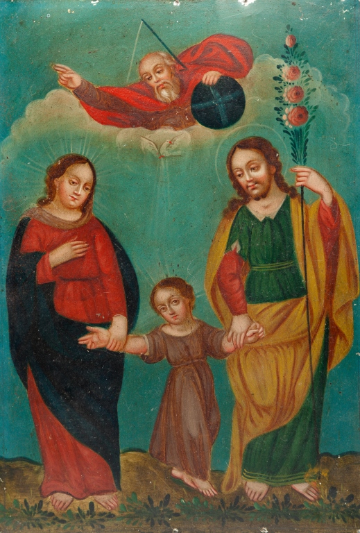 Appraisal: Nineteenth century Oil on tin of Mary Joseph and the