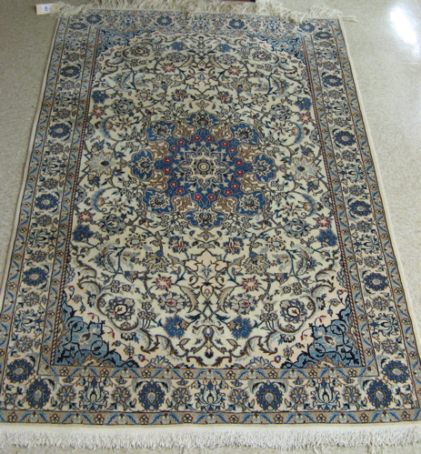 Appraisal: PERSIAN NAIN CARPET central Iran central rosette medallion with surrounding