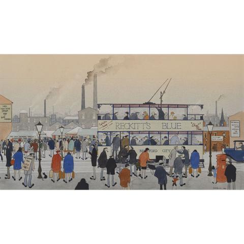 Appraisal: GEOFFREY W BIRKS - THE TRAM British Watercolour signed and