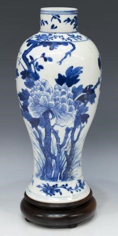 Appraisal: Chinese blue and white porcelain Meiping vase short narrow neck