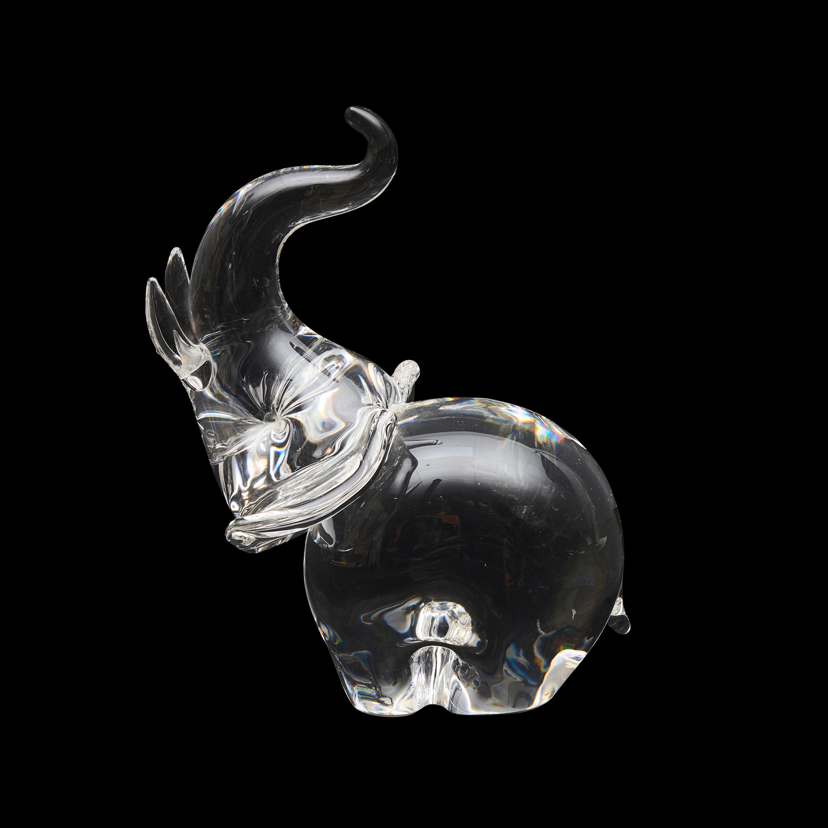 Appraisal: STEUBEN GLASS TRUMPETING ELEPHANT signed on base ht wd and