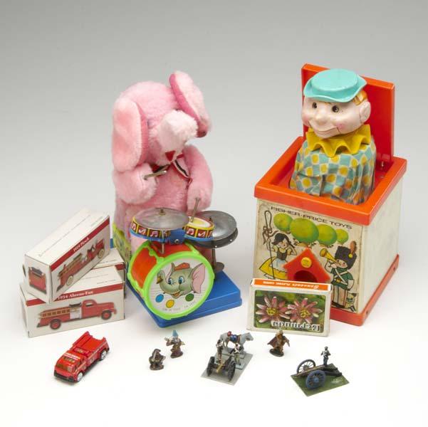 Appraisal: TRADITIONAL TOYS Collection of toys including small metal soldiers and