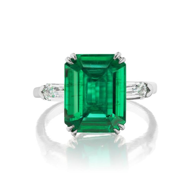 Appraisal: ZAMBIAN EMERALD AND DIAMOND RING ZAMBIAN EMERALD AND DIAMOND RING