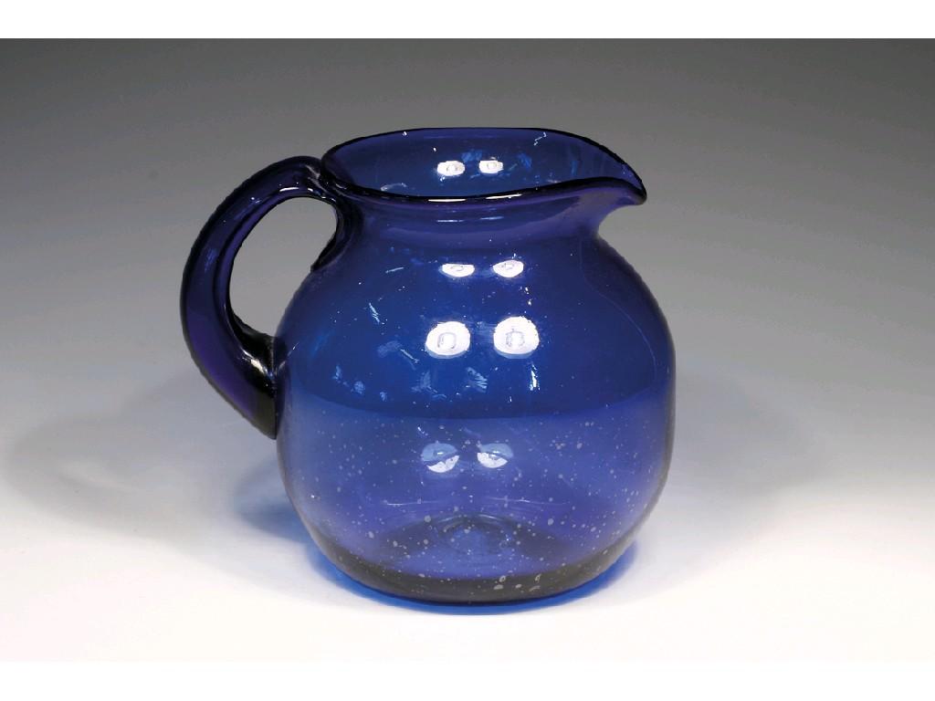 Appraisal: A TH CENTURY BRISTOL BLUE GLASS JUG with bulbous body