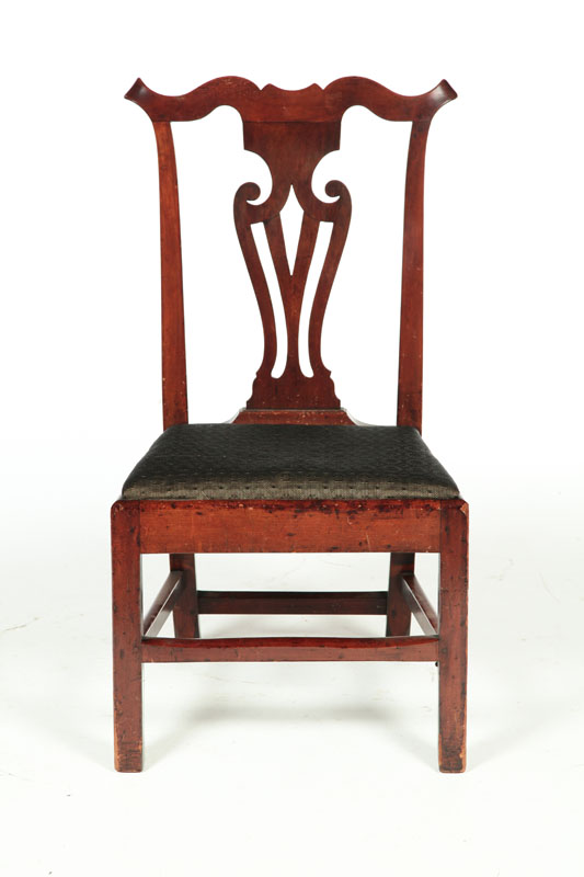 Appraisal: CHIPPENDALE SIDE CHAIR Connecticut late th century cherry with old