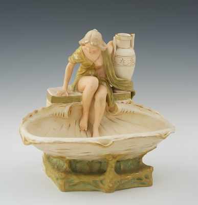 Appraisal: A Royal Dux Art Nouveau Ceramic Figural Bowl Designed by