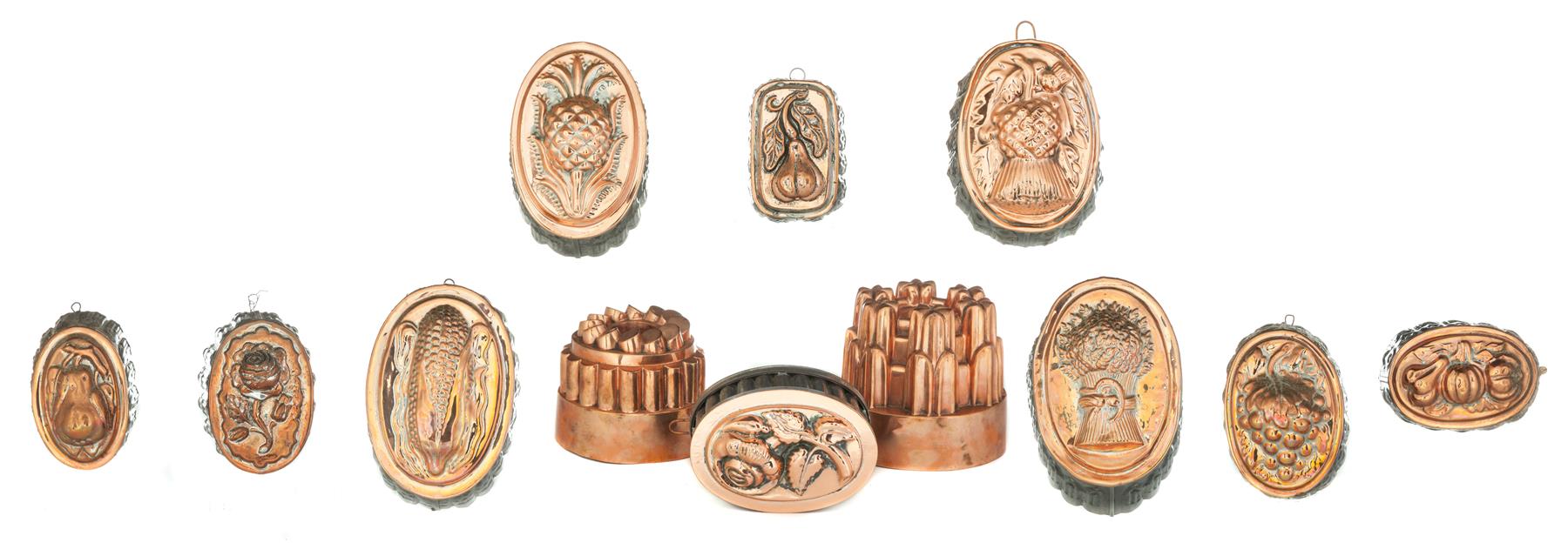 Appraisal: TWELVE COPPER AND TIN FOOD MOLDS European nd half- th