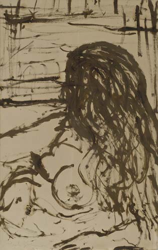 Appraisal: LESTER JOHNSON Two paintings on paper Woman Seated in Bath