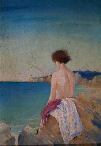 Appraisal: TONKS th Century A bather with her back to the