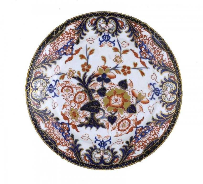 Appraisal: A DERBY PLATE painted in cobalt and enamelled in iron