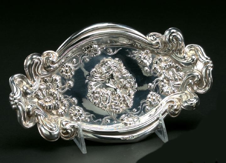 Appraisal: Exuberantly Modeled Continental Art Nouveau Sterling Silver Tray in Flora