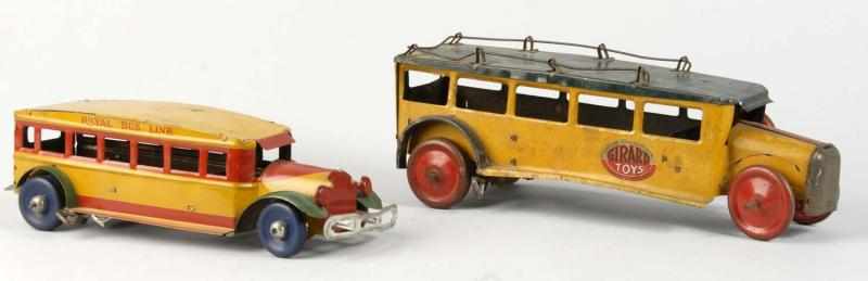 Appraisal: Lot of Tin Litho Bus Wind-Up Toys Description American Working