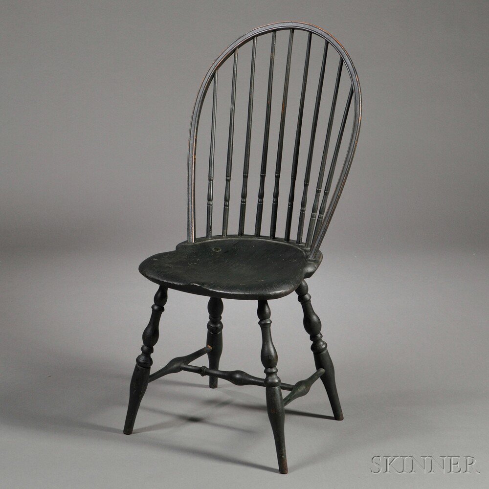 Appraisal: Green-painted Bow-back Windsor Side Chair probably Rhode Island late th