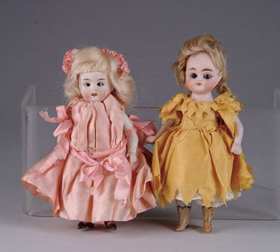 Appraisal: PAIR OF - ALL BISQUE DOLLS The first being a