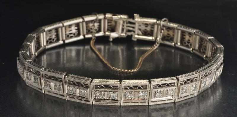 Appraisal: K W Gold Diamond Filigree Bracelet Description Diamonds ctw Condition