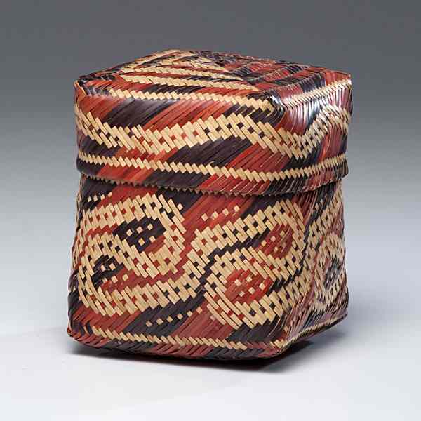 Appraisal: Chitimacha Double-Woven Lidded Basket attributed to Ada Thomas and woven