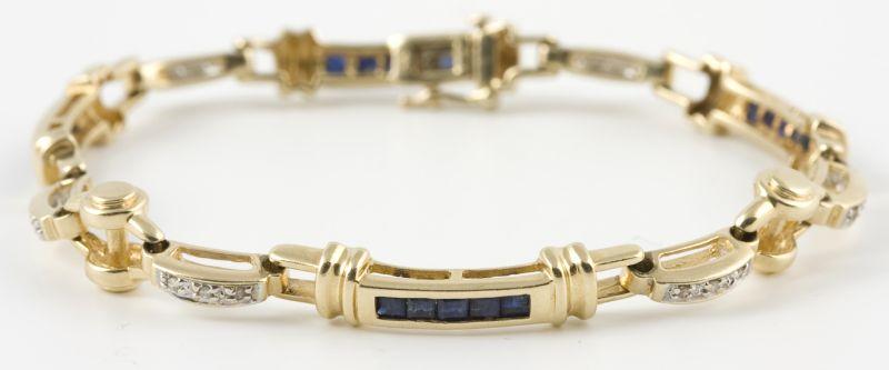 Appraisal: KT Sapphire and Diamond Link Bracelet four sections of one