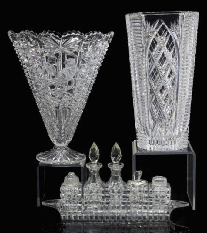 Appraisal: lot of Colorless cut crystal table items including Heritage Irish