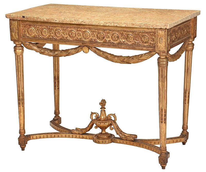 Appraisal: Italian Louis XVI Carved Marble Top Console Table Continental late