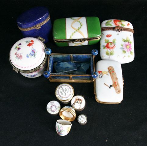 Appraisal: Five miniature enamelled boxes together with five porcelain boxes and