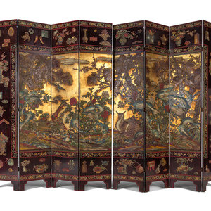 Appraisal: A Coromandel Lacquer Eight-Panel Floor Screen Late th Early th