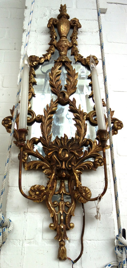 Appraisal: A pair of th century style twin branch wall appliques