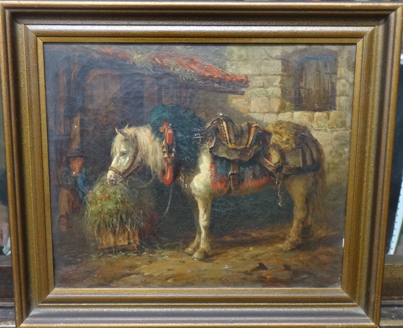 Appraisal: J Bird th century A pony in full saddlery oil