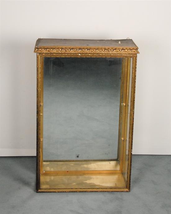 Appraisal: A Gilt Framed Wall Hung Display Cabinet the frame heavily