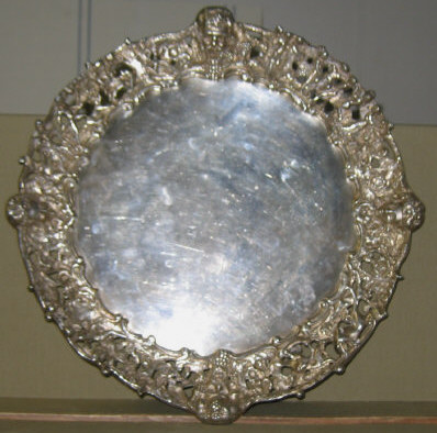 Appraisal: SHEFFIELD PLATED SILVER SALVER Circular shaped pierced and cast border