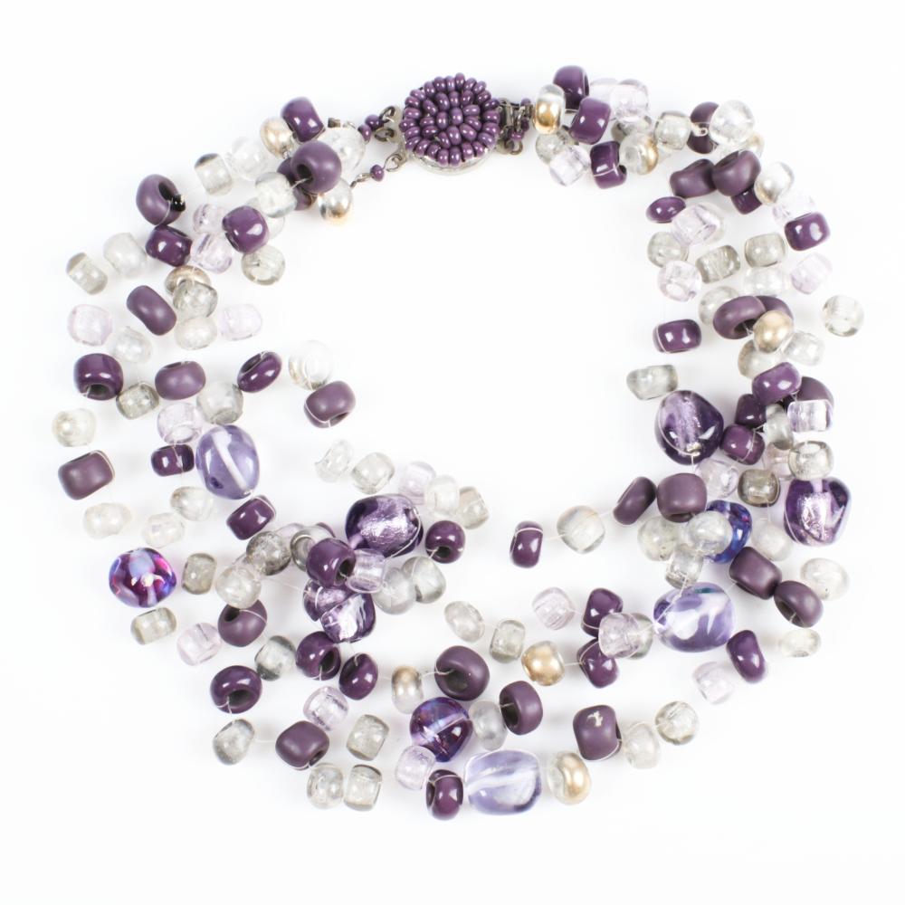 Appraisal: LANGANI MULTISTRAND OPAQUE PURPLE CLEAR AND GOLD NECKLACE LLangani multistrand