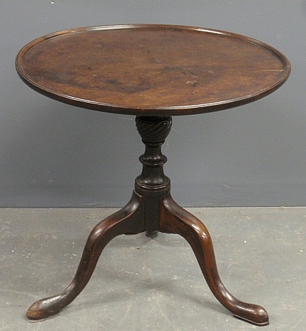 Appraisal: - Queen Anne mahogany wine table with circular dish top