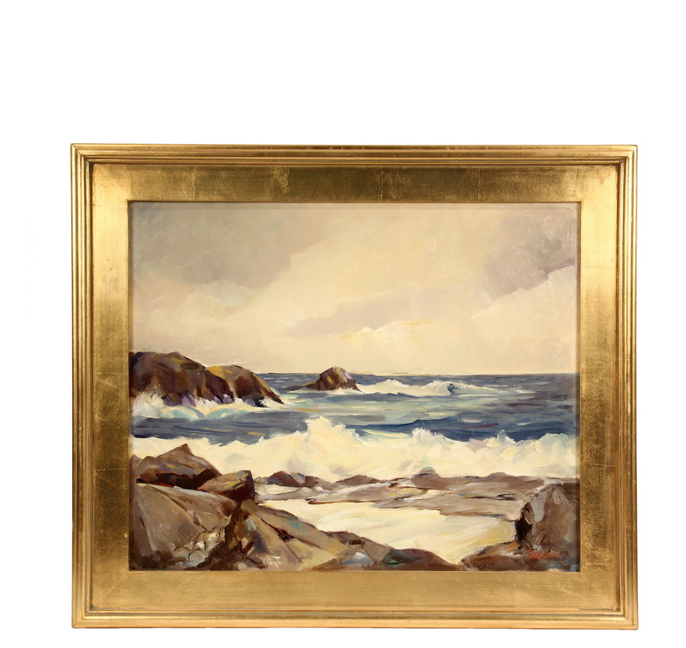 Appraisal: WILLIAM STEENE NY - - Rocks and Surf Winter Harbor